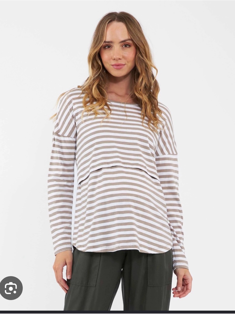 Ripe Maternity/ Nursing Lionel Striped Top Long Sleeve size XL